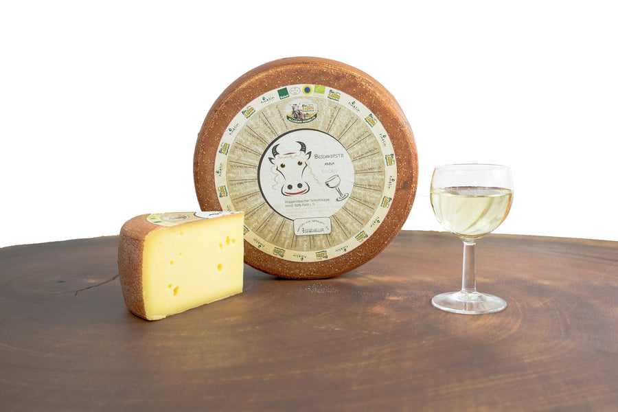 Beschwipste Anna Blond Bio-Schnittkäse aus Allgäuer Bio-Heumilch mit Weißwein affiniert